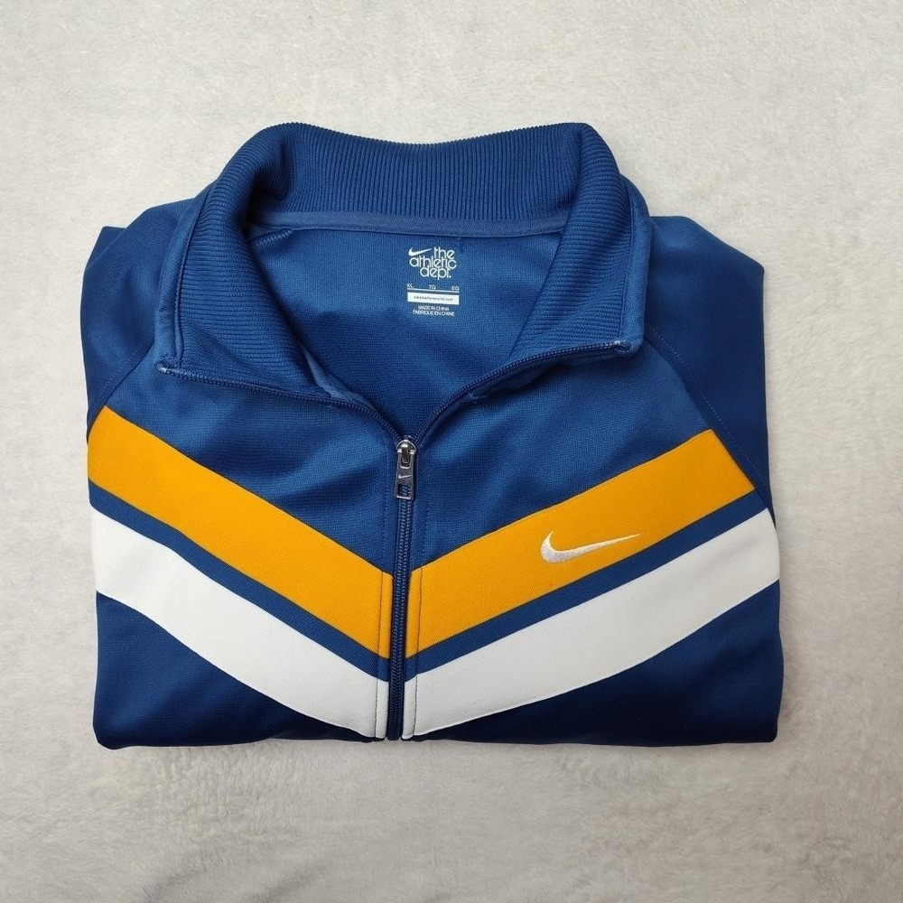 Nike Track Jacket Mens XL Blue Chevron Full Zip Pockets Athletic Dept 532919